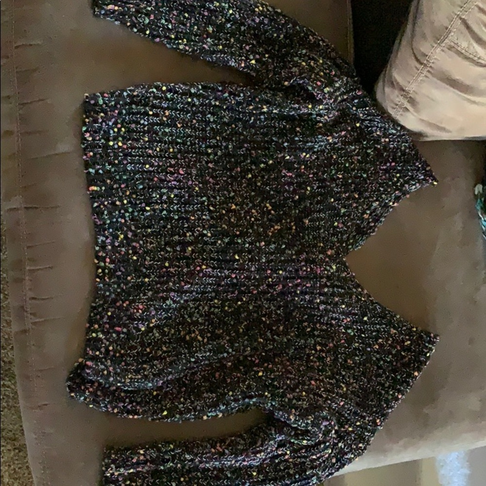 Black confetti sweater with twist back size M